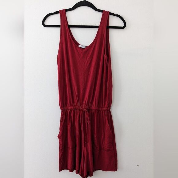 ReoRia Pants - ReoRia Womens Scoop Neck Sleeveless Tank Top Jumpsuit Romper Burgundy, Size M